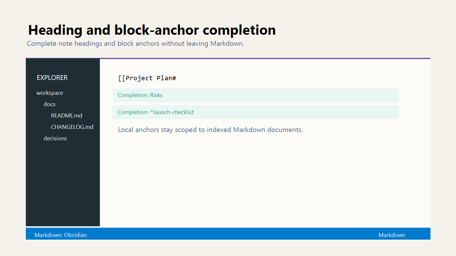 Flavor Grenade heading and block-anchor completion